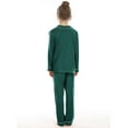 thumbnail image 3 of RUTAYY Children Girls Pajamas Set Long Sleeve & Pants Button Up Collar Loose Fit Homewear Fashionable & Breathable, Dark Green, 6-7 Years, 3 of 4