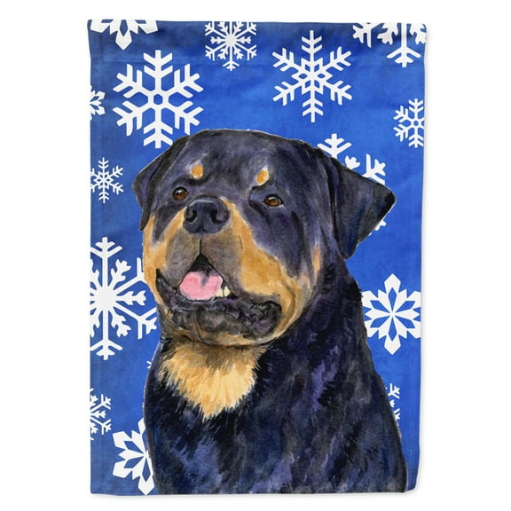 Carolines Treasures SS4662-FLAG-PARENT Rottweiler Winter Snowflakes Holiday Flag  multicolor