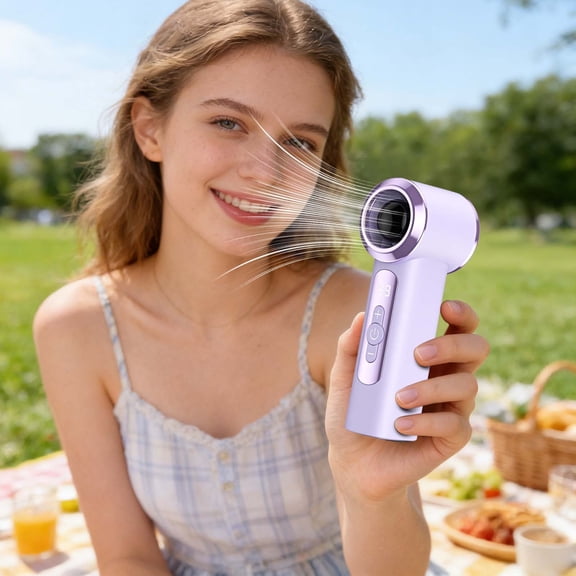 Mini Handheld Turbo Fan with High-Speed Motor, 1-199 Stepless Speeds, LED Digital Display, USB Rechargeable Personal Cooling Fan for Travel, Office, Outdoor, Home
