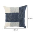 thumbnail image 5 of Benjara 22 Inch Square Accent Throw Pillow, Color Block Pattern, Blue, Gray, White, 5 of 5