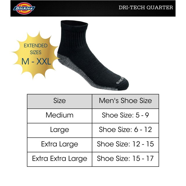 Dickies Men's Multi-Pack Dri-Tech Moisture Control Quarter Socks