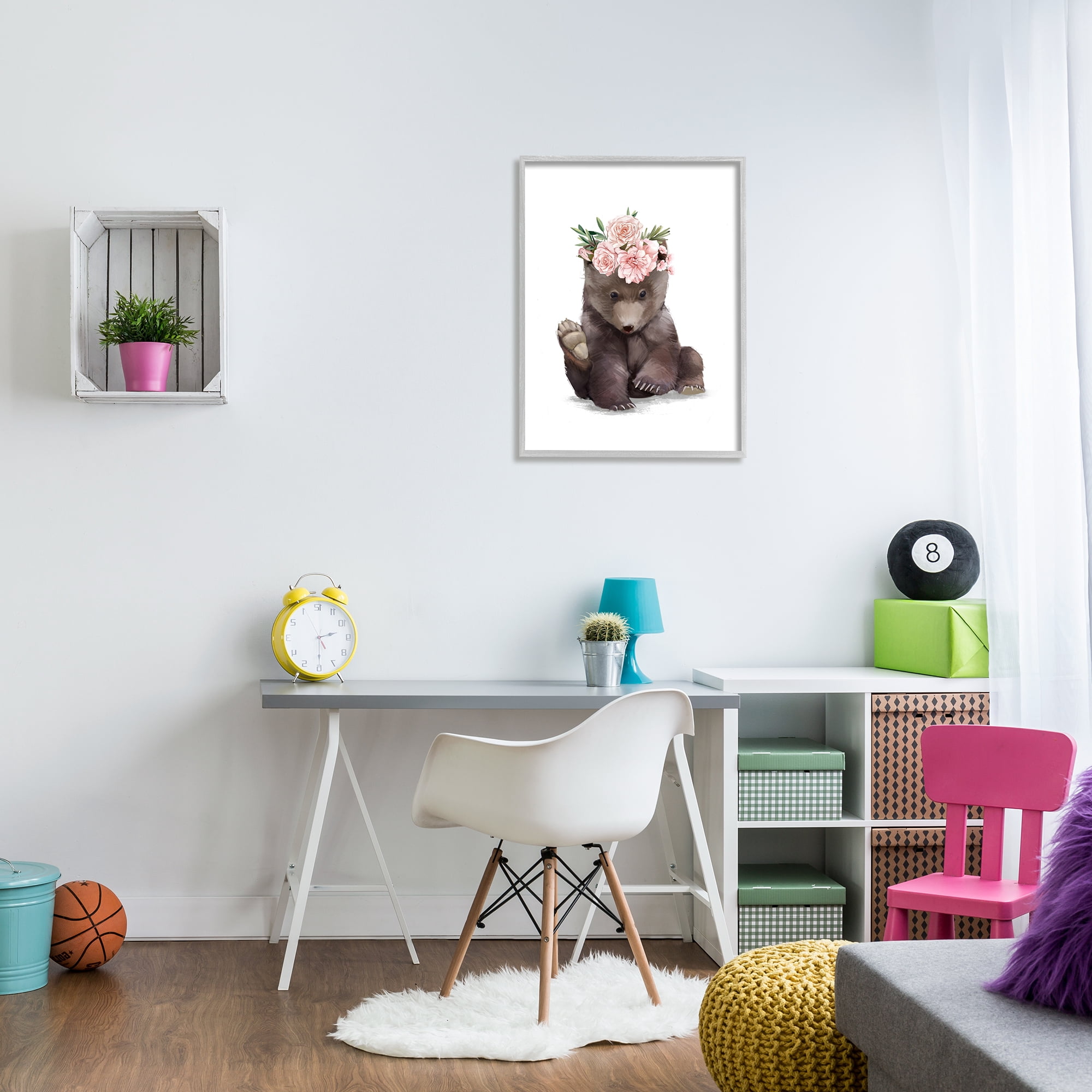 Stupell Industries Adorable Brown Bear Floral Crown Chic Forest Animal, 24 x 30, Designed by Ziwei Li