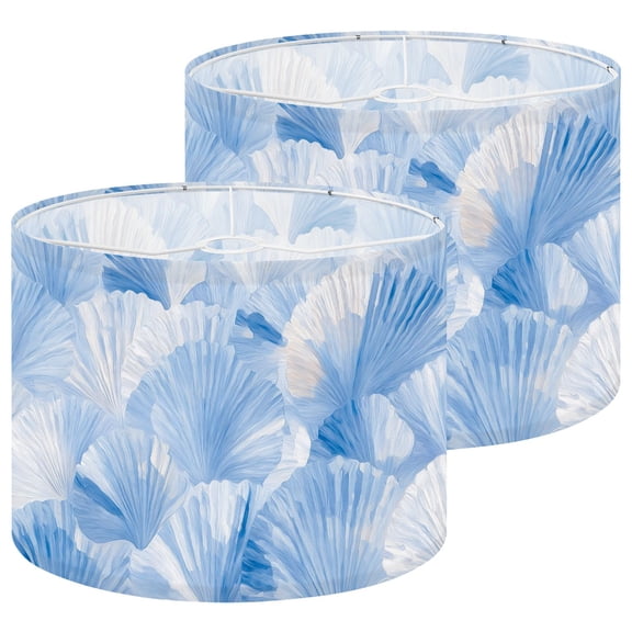 Lampshades 2 Pack Blue White Watercolor Fan Shell 13"x13"x10" Light Shade for Table Lamps Floor Lamps Drum Lamp Shades Lampshade Replacement Easy Assembly