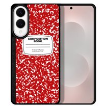 WIRESTER Shockproof Soft Rubber Cover Case for Samsung Galaxy S25 Edge 6.7 inch 2025, Red Composition Book