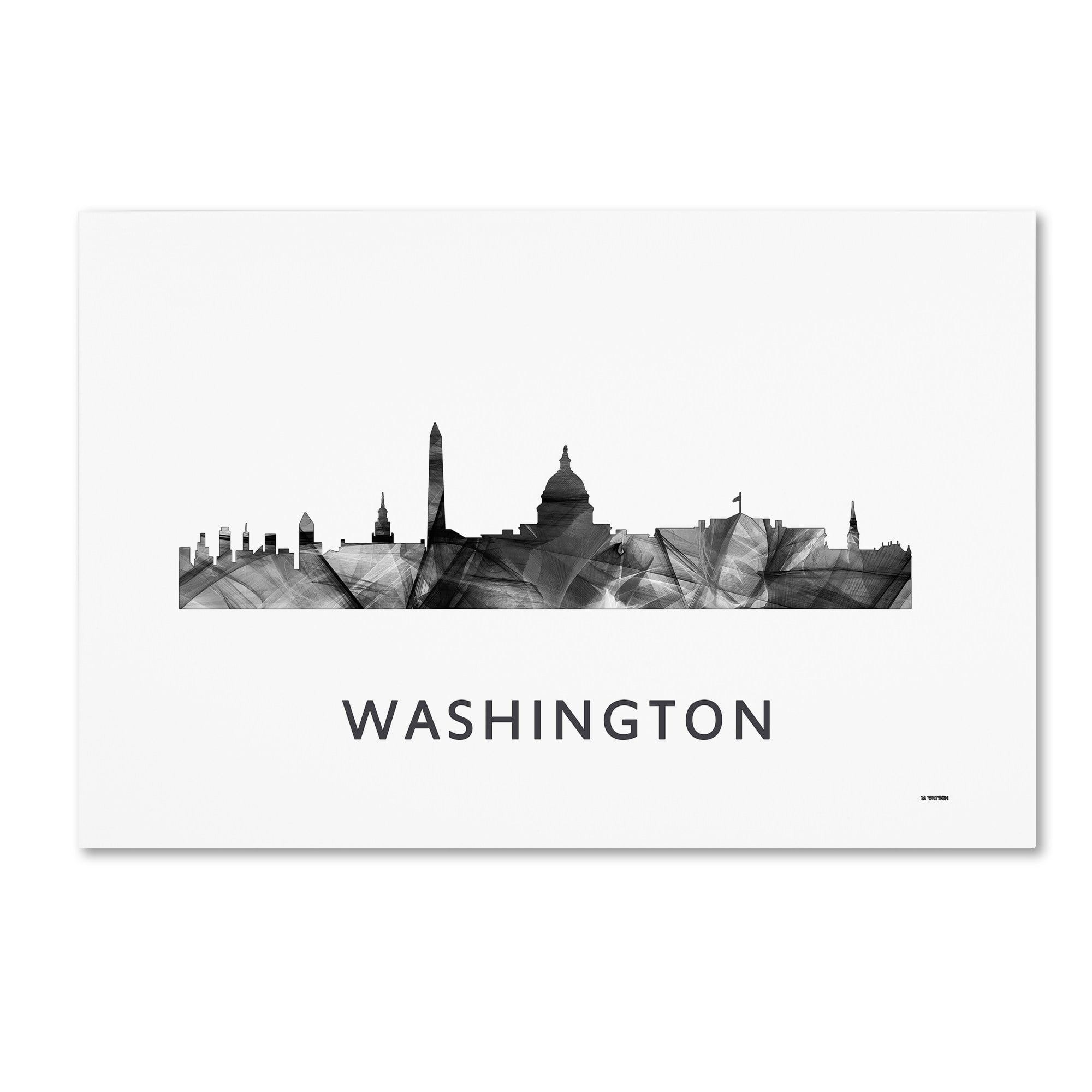 Trademark Fine Art 'Washington DC Skyline WB-BW' Canvas Art by Marlene Watson