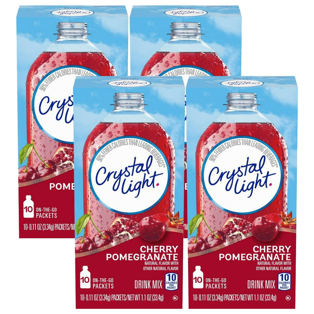 Crystal Light Sugar Free Cherry Pomegranate Powdered Drink Mix, 10 ct 0.11 oz Packets (Pack