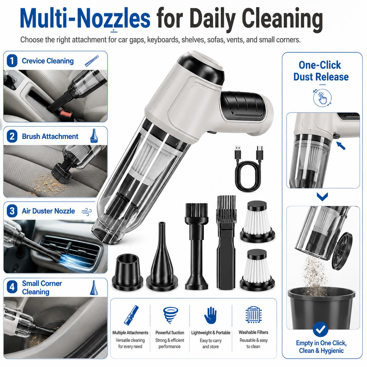 NIUTA Handheld Cordless Car Vacuum Cleaner, 12000Pa photo 2
