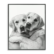 Stupell Industries Two Hugging Dogs Animals & Insects Painting Black Framed Art Print Wall Art, 24 x 30