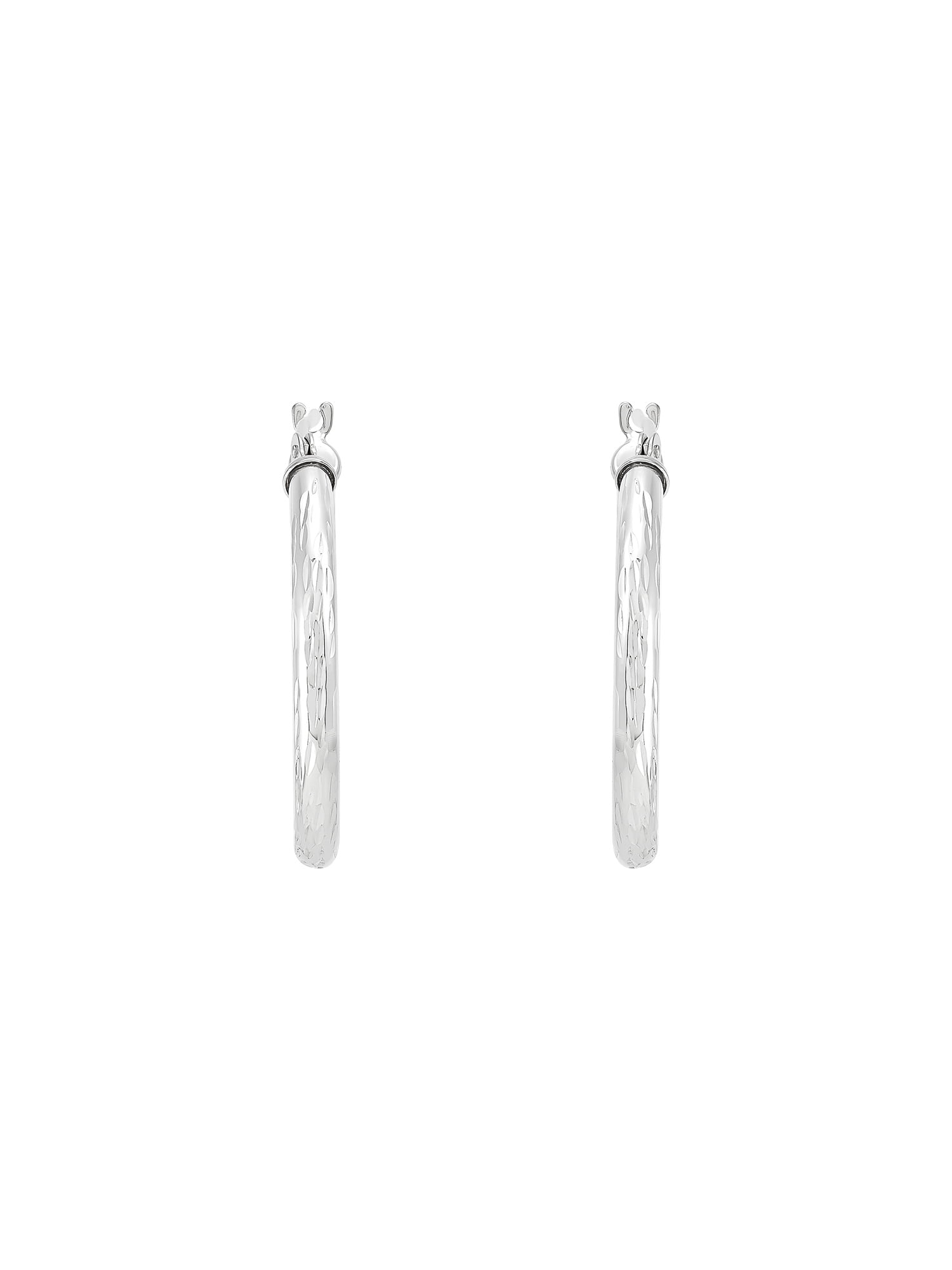 Brilliance Fine Jewelry 10K White Gold 2.3MMx23MM Hollow Round Hollow Hoops Earrings