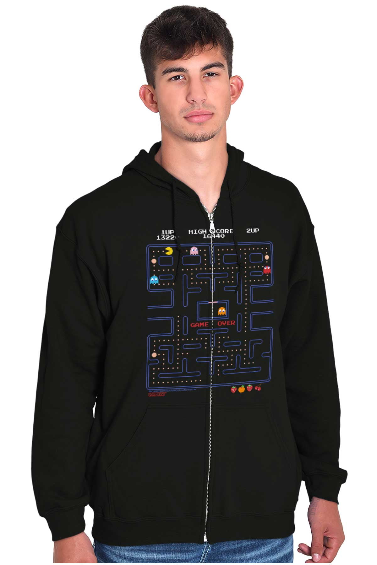 PACMAN Game Over Retro Video Gaming Zip Up Hoodie Men's Women's Brisco