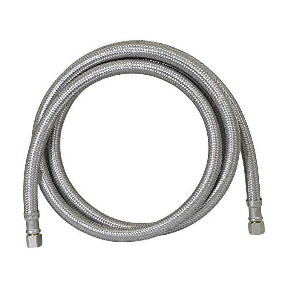 Highcraft 2662-NL Lead Free Stainless Steel Braided Ice Maker Supply Line with Two 1/4" Fittings on Both Ends, 24"