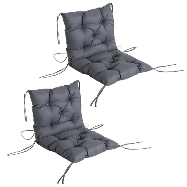 Outsunny Ensemble de 2 Coussins de Chaise de Jardin Coussin d'Assise Confortable, Gris Foncé