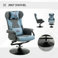 thumbnail image 6 of HOMCOM Recliner Chair with Ottoman, Video Gaming Chair,  Racing Style Upholstered Swivel Recliner with Footrest, Headrest and Lumbar Support, Grey and Blue, 6 of 9