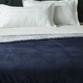 thumbnail image 5 of Cozy Tyme Lorraine Flannel Reversible Heathered Sherpa Throw - Super Soft Solid Color 50"x 60" Navy, 5 of 11
