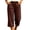 Brown, variant on Women's Cotton Wide Leg Capri Pants High Waisted Elastic Waist Casual with Pockets Loose Fit Cropped Trousers