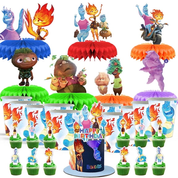 Elemental Party Supplies Decor Cups Fans Decorations Honeycomb Centerpieces Cake Toppers