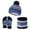 Blue, variant on SPRING PARK 1 Set Winter Stripe Knit Beanie Hat Neck Warmer Scarf and Touch Screen Gloves Set 3 Pcs for Kids