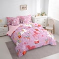 thumbnail image 3 of Feelyou Magic Cartoon Unicorn Bedding Comforter Set 7 Pieces, Happy Birthday Party Full Bedding Set, Kawaii Star Print Reversible Fitted Sheet Flat Sheet, Lightweight Room Decor, 3 of 7