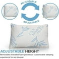 thumbnail image 3 of Queen Size Bamboo Pillow For Sleeping - Shredded Memory Foam Adjustable Bamboo Pillow - Hypoallergenic, Removable/Washable Bamboo Cover, Queen Size Sleeping Bed Pillow- 1 Pack, 3 of 5