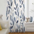 thumbnail image 6 of Navy Blue Botanical Sheer Curtains 54 Inches Long, Pastoral Spring Leaves Watercolor Light Filering Curtains, Breathable Simi Curtain Privacy Drapes for Kitchen Bathroom Small Window Treatment, 6 of 9