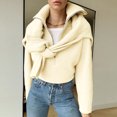 thumbnail image 1 of Abrigo Suéter de media cremallera para mujer, suéter suelto informal, suéter holgado y acogedor, prendas de vestir Kuymtek Beige T S para Mujer, 1 of 6