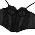 thumbnail image 6 of Byworldtasic Women's Sexy Embroidery Corset Top Bodysuit Spaghetti Strap V Neck Sheer Mesh Bustier Cami Rave Top, 6 of 8