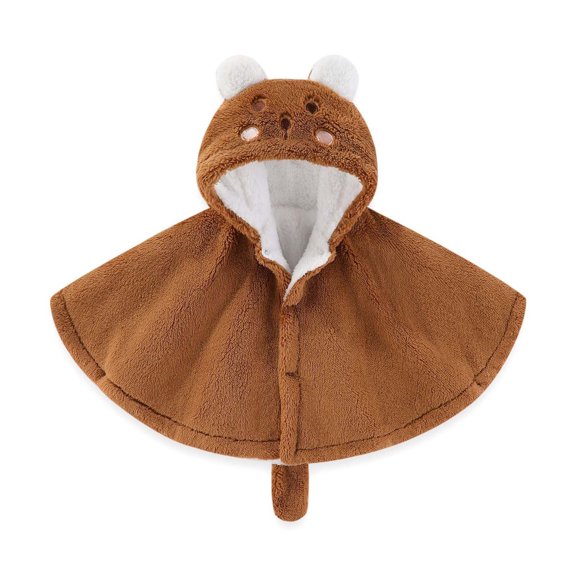 Zwiiyzr Baby Cloak Spring Winter Cute Hooded Cloak Cape Shawl for Boys and Girls Baby Birthday Gifts Childrens Shawl Coat Coffee