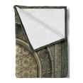 thumbnail image 2 of Moroccan Soft Flannel Fleece Blanket, Aged Gate Geometric Pattern Doorway Design Entrance Architectural Oriental Style, Cozy Plush for Indoor and Outdoor Use, 60" x 80", Sepia Black, by Ambesonne, 2 of 5
