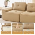 thumbnail image 6 of 82" Modular Sectional Sofa, Corduroy Fabric Square Couch with Deep Seats, Tufted Design, Pearl-Like Piping, No Assembly Required, Anti-Slip Base, for Living Room, Camel, 6 of 15
