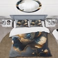 thumbnail image 2 of Designart "Deep Blue and Gold Blossom II" Floral & Botanical Bedding Covert Set - Floral Blue Traditional Bed Set With 1 Sham, 2 of 6