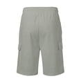 thumbnail image 3 of Mens Cotton Linen Shorts Casual Elastic Waist Drawstring Lightweight Summer Beach Cargo Shorts Light Gray S, 3 of 4