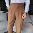 thumbnail image 5 of Dpytoraw Slim Fit Small Foot High Waist Business Solid Color Straight Leg Suit Pants Coffee, 5 of 5