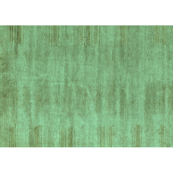 Ahgly Company Machine Washable Indoor Rectangle Abstract Turquoise Blue Modern Area Rugs, 2' x 4'