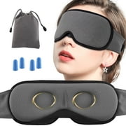Yalumo 3D Sleep Mask for Travel, Adjustable Eye Cover Light Blocking for Sleeping, Contoured Eye Mask for Men and Women with Travel Pouch