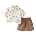 thumbnail image 1 of Odeerbi 0-6 Años Niños Niñas Conjuntos de Verano Camisetas de Manga Corta de Algodón Pantalones Cortos Conjunto Camisa Abotonada Cintura Elástica Traje Corto, 1 of 8