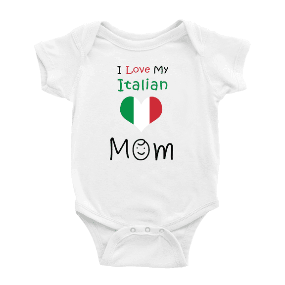 I Love My Italian Mom Cute Baby Bodysuits (White, 18-24 Months)