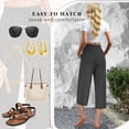 thumbnail image 5 of VDJ Womens Dress Pants Ruffle Elastic Waist Drawstring Flowy Capris Pants Striped Printed Business Work Straight Pants Size XL, 5 of 8
