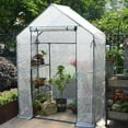 thumbnail image 6 of Portable Greenhouse ,Shed Metal Frame Walk-in Greenhouse with Roll-Up Door ,3 Tier Shelves Easy Assembly Mini Greenhouse for Courtyard Balcony, 6 of 8