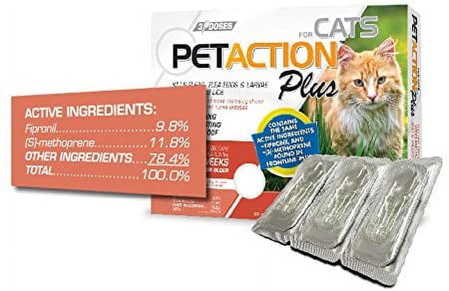 PETACTION PRO Flea & Tick Topical Treatment for Cats Over 1.5 lbs, 3 Count