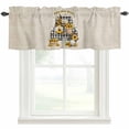 thumbnail image 3 of Valance for Windows,Watercolor Sunflower Gnomes Valances Curtain Rod Pocket Valance for Kitchen Bedroom Living Room Bathroom,Black White Plaid on Linen Short Curtains Window Treatment 42x12in, 3 of 9