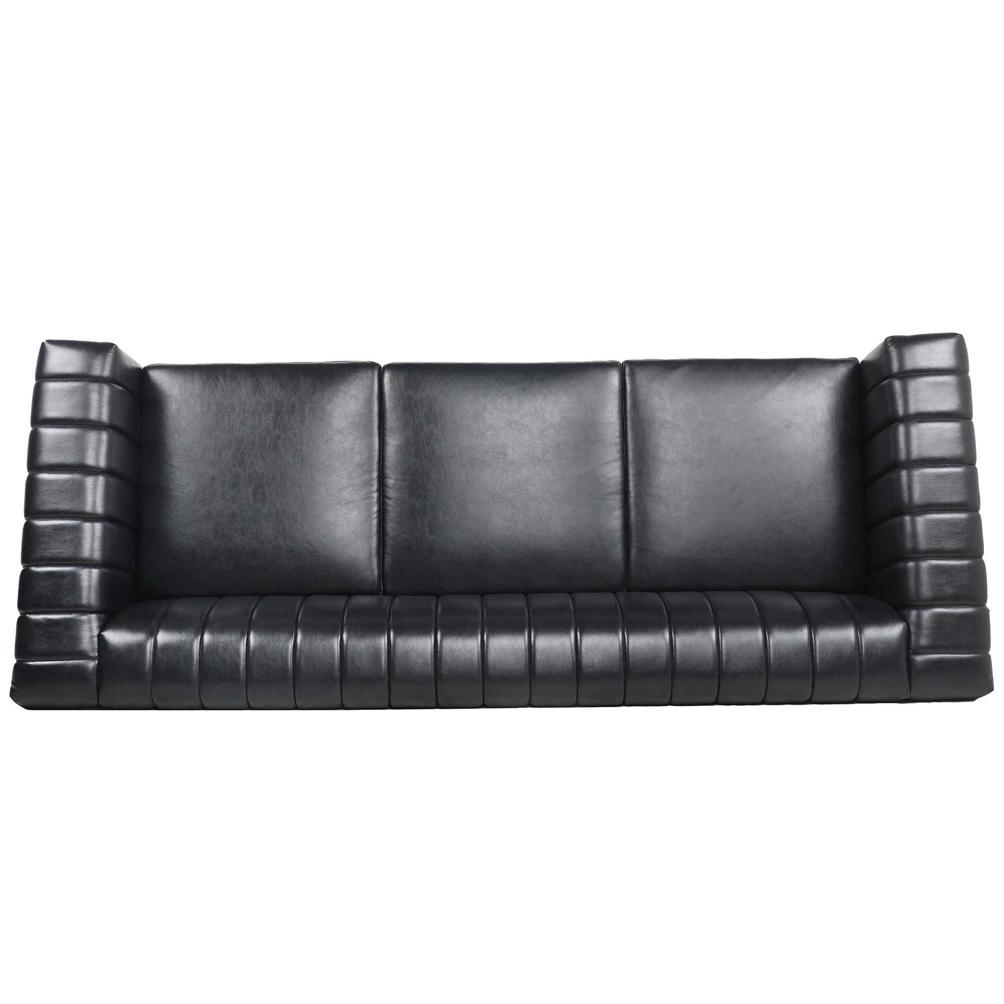 Kadyn 83.66" Removable Cushion 3 Seater Sofa, Modern Pu Sofa for Living Room, Upholstered Pu Sofa Couch with Traditional Square Arm, Black