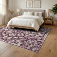 thumbnail image 3 of ODIKA 6'x9' Washable Area Rug Easy Care, Non-Shedding, Purple Vintage Inspired Symmetrical Radiating Motif Gradient for Queen Size Bedroom Under Bed Master Suite, 3 of 7