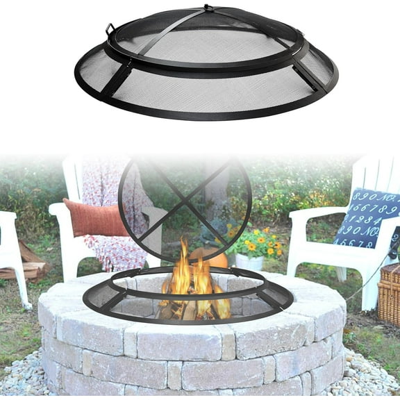 Fire Pit Spark Screen 30 inch - Heavy Metal Outdoor Fire Pit Screen Cover Round with Hook for Easy to Lift fire Pit Screen 30 inch Round, firepit Replacement Screen & Fire Pit Insert