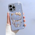 thumbnail image 3 of Funda de lujo con soporte de espejo de Hello Kitty para iPhone 14, 11 Pro Max, 13, 12 Mini, XS, XR, X, 8, 7, 6S, 6 Plus, cubierta trasera de silicona suave, 3 of 5