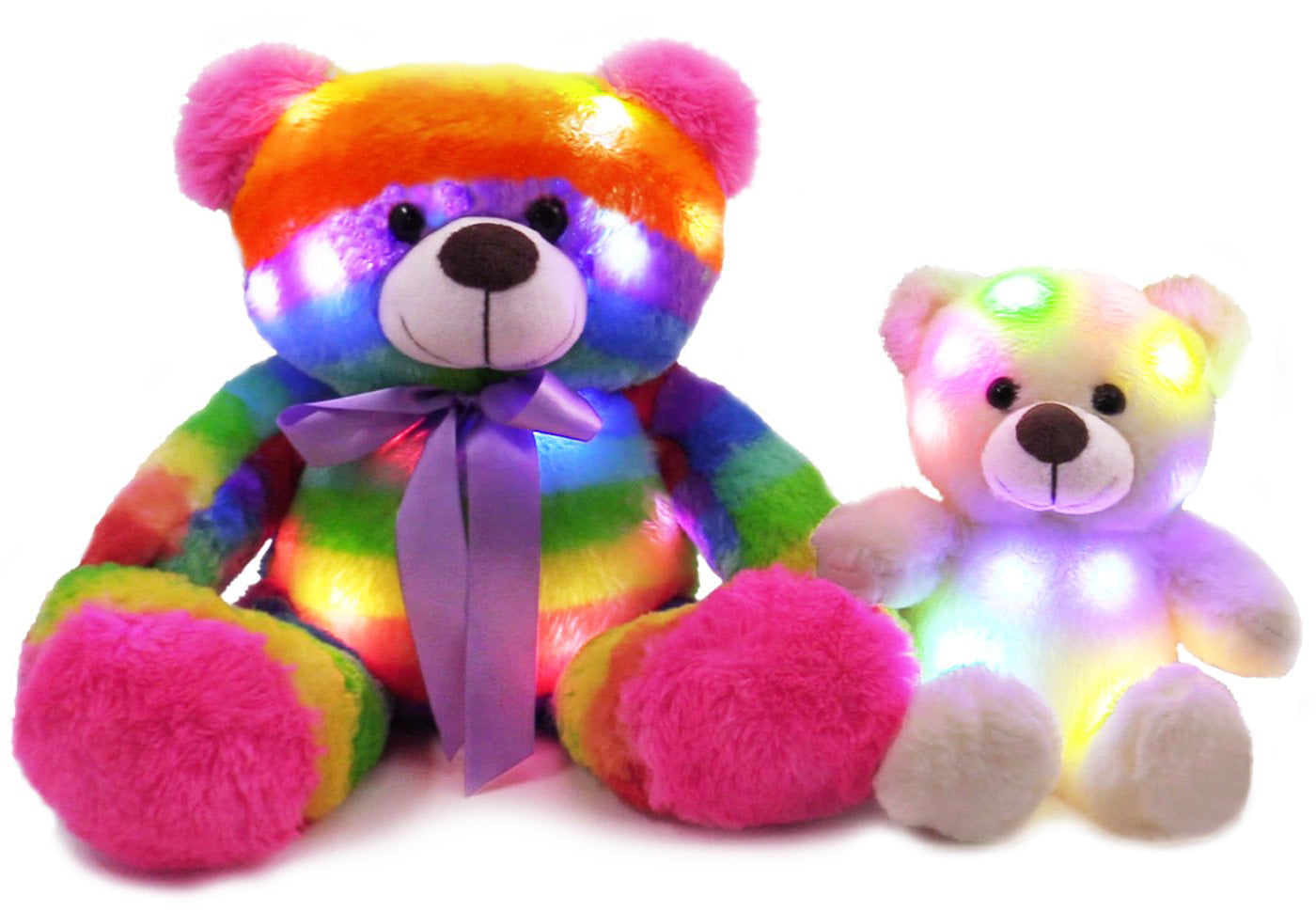 Batteries Not Included LED Light Up Plush Rainbow  Teddy Bear Stuffed Animal 