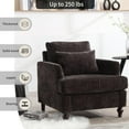 thumbnail image 3 of BISHE Mid Century Modern Armchair, Solid Wood Frame Accent Chair with Tufted Chenille Upholstery & Studded Details, Comfortable Lounge Chair for Living Room, Bedroom or Reading Nook, Black, 3 of 7
