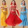 thumbnail image 1 of Traje de danza india para mujer adulta, traje de actuación de danza del vientre, traje de actuación étnica, traje de falda con banda para el vientre, 1 of 5