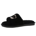 thumbnail image 2 of Viluyesy Womens Slide Slippers Fuzzy Plush Open Toe Slip On Cushioned Non Slip Warm Indoor House Shoes Soft Flat Cozy Slides Black Size 6.5-7, 2 of 5