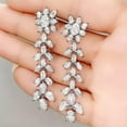 thumbnail image 2 of EOEMY Luxury Wedding Engagement 925 Silver Drop Earring Cubic Zircon Jewelry A Pair, 2 of 5