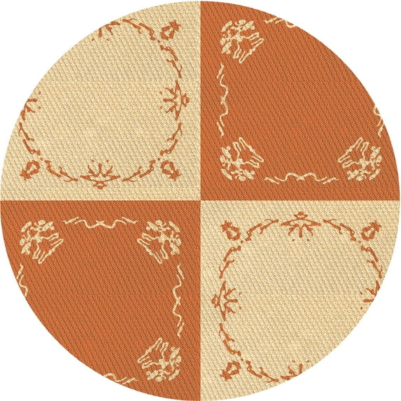 Ahgly Company Machine Washable Indoor Round Transitional Orange Red Orange Area Rugs, 4' Round